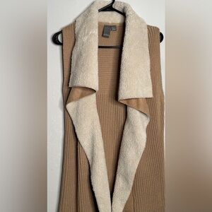 Quinn Tan Knit Vest with Cream Lining